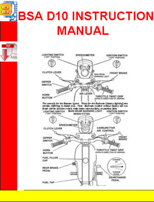 Product picture BSA D10 INSTRUCTION MANUAL 