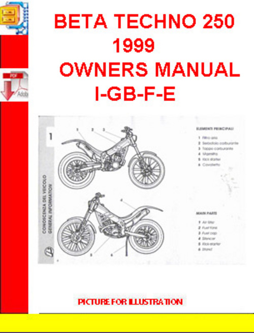 Product picture BETA TECHNO 250 1999 OWNERS MANUAL I-GB-F-E