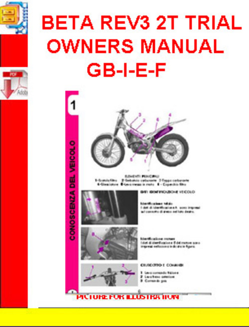 Product picture BETA REV3 2T TRIAL OWNERS MANUAL GB-I-E-F 