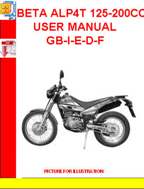Product picture BETA ALP4T 125-200CC USER MANUAL GB-I-E-D-F