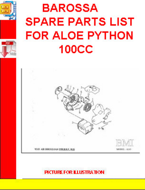 Product picture BAROSSA SPARE PARTS LIST FOR ALOE PYTHON 100CC