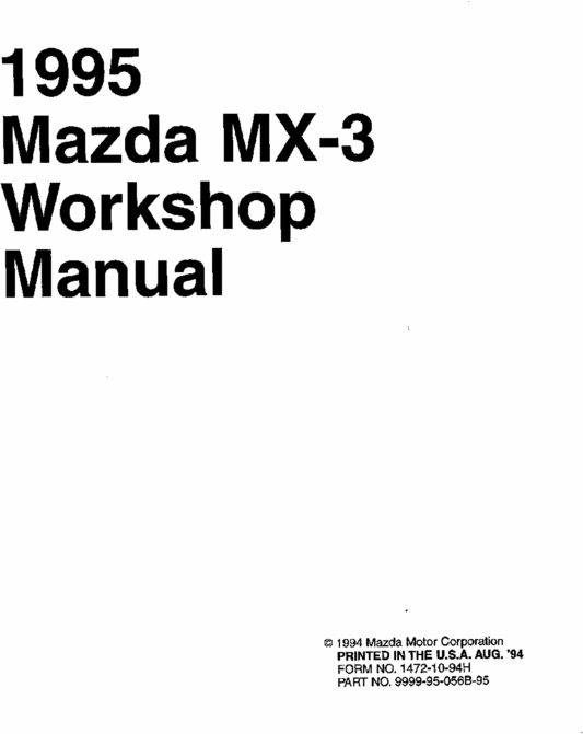Product picture MAZDA MX3 1992 - 1995 SERVICE REPAIR MANUAL